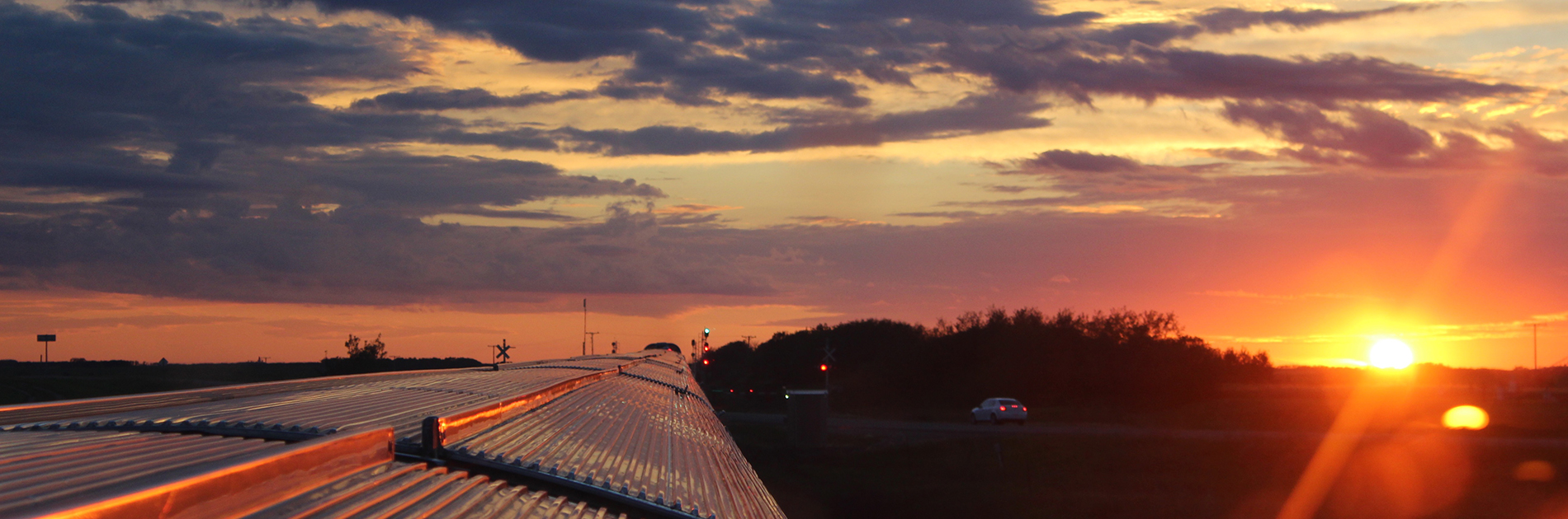 sunset, Saskatchewan, train