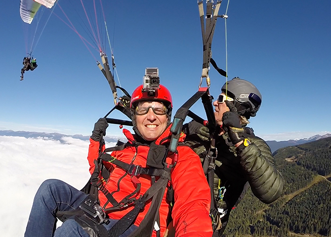 Rick Mercer paragliding, British Columbia