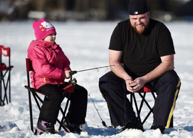 You can take an intro to ice fishing class on Wabamun. 