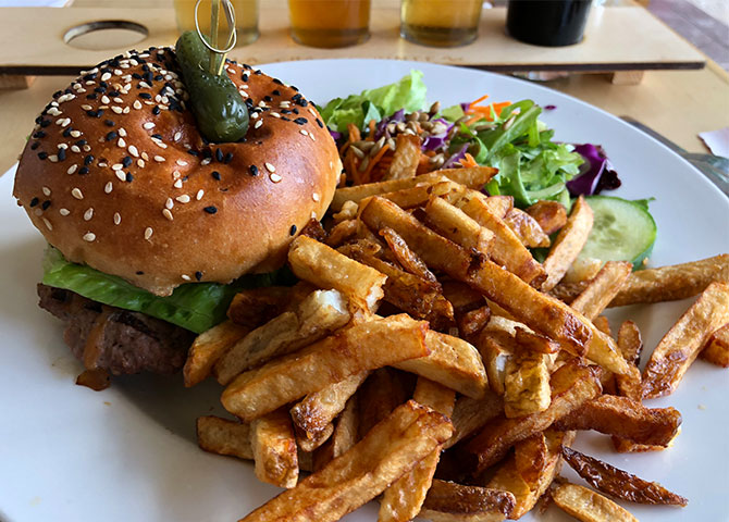 The venison burger is a stand-out on the Bistro de l'Anse menu 